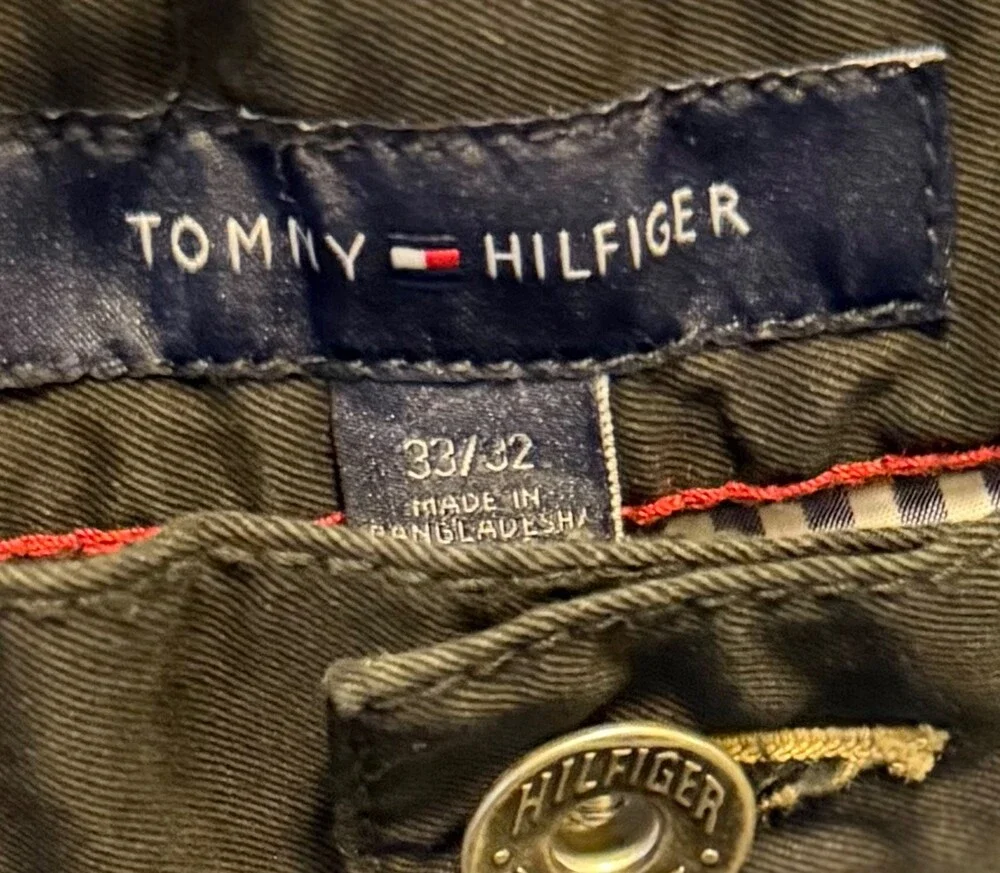 Tommy Hilfiger Mens Black Casual Pants 33x32 Straight 5 Pocket Cotton Chinos